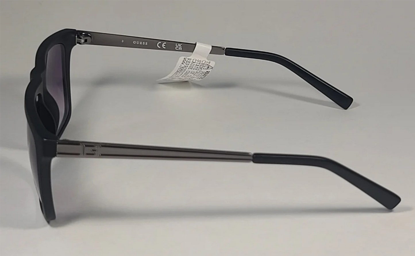 Guess Flat Top Square Sunglasses Matte Black Gunmetal Smoke Lens GF0176 02B