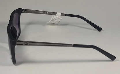 Guess Flat Top Square Sunglasses Matte Black Gunmetal Smoke Lens GF0176 02B
