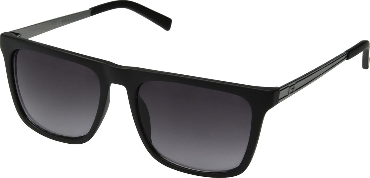 Guess Flat Top Square Sunglasses Matte Black Gunmetal Smoke Lens GF0176 02B